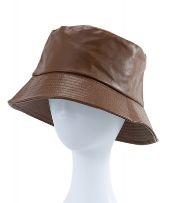 Faux Leather Bucket Hat HA320039 TAN